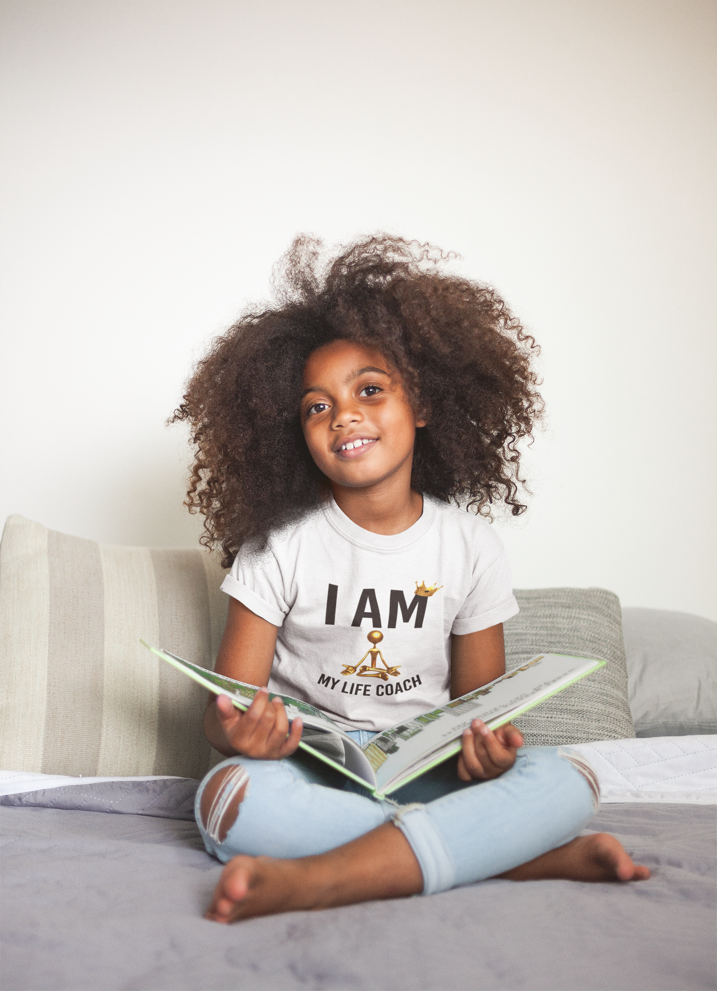 Little Black Girl Reading - Mental Health - I Am My Life Coach